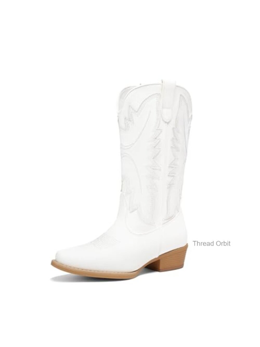 Women's Faux Leather Western Cowgirl Boots Pull-On Mid-Calf